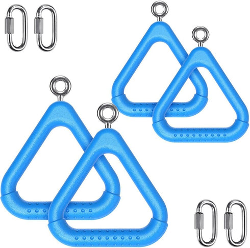Dolibest 4Pcs Trapeze Swing Bar Rings with Carabiners for Ninja Swing Set Accessories, Monkey Ring Toys for Kids