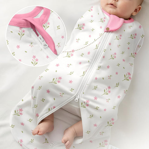 0-2 Pack 1) Baby Swaddle Months, Cotton Arm-In Zipper Sleep Sack, Wearable Blankets Wrap for Newborn Infant Girls