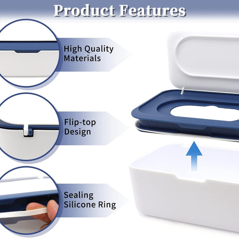 2Pcs Baby Wipes Dispenser, Diaper Wipe Holder with Lid, Refillable Wipes Case Container with Sealing Design, Flushable