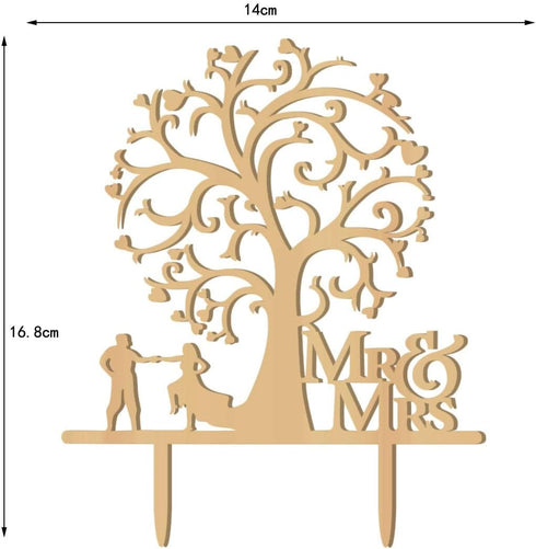 Mr and Mrs Cake Toppers, Funny Bride and Groom Rustic Wood Wedding Anniversary Party Decoration