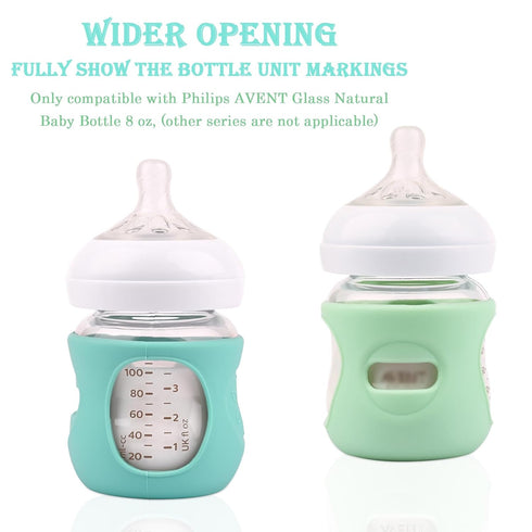 3 Pack 4 oz, Silicone Sleeves for Avent Natural Glass Baby Bottles, Anti Breakage Baby Bottle Holder, Compatible
