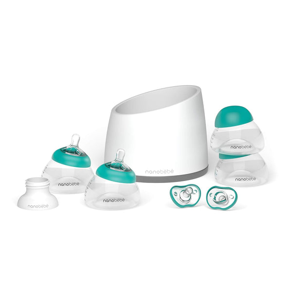 Nanobebe Breastmilk Baby Bottle Anti-Colic Starter Set with Silicone Pacifiers, Breast Pump