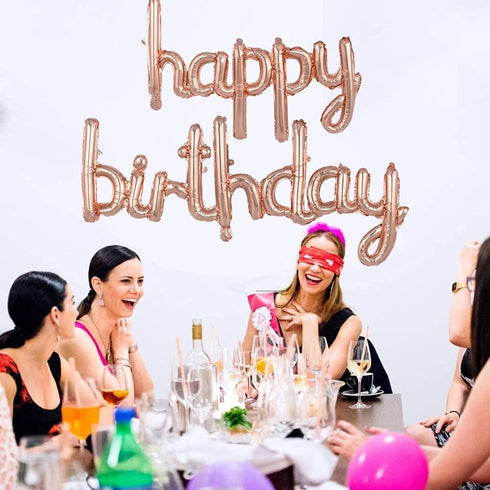 Happy Birthday Balloons Banner - 16 Inch Mylar Foil Letters for Kids and Adults, Reusable Ecofriendly Material