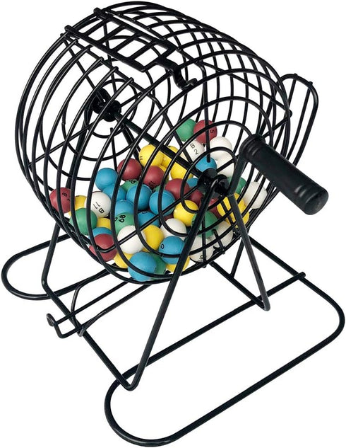 Yuanhe Deluxe Bingo Games Set - Metal Cage with Calling Board,50 Bingo Cards,300 Colorful Bingo Chips,75 Colored Balls, Great for Adults Kids Large Groups,Parties Events Family Game Nights