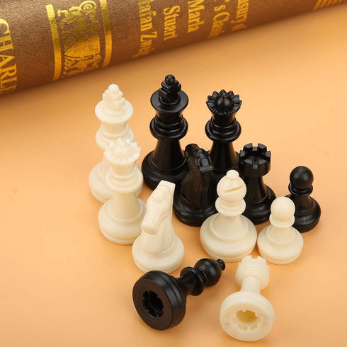 Standard Chess Pieces, 32 International Tournament Chessmen Replacement Set, Black and White