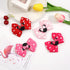 3 Pairs Red White Mouse Ears Hair Bows Clips, Cute Toddler Hair Accessories for Women Girls Birthday Party Favor