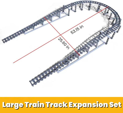 Finger Rock City Train Tracks Building Block Set, 212 Pcs Flexible Rails for Kids - Straight Curved Tracks for Railroad