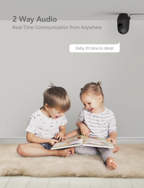 nooie 2K Baby Monitor, Baby Camera Monitor with Phone App, WiFi Indoor Camera for Home Security, AI Motion Tracking