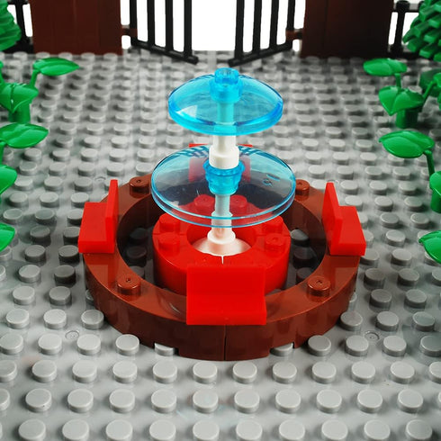 Park Building Blocks Fountain Scenery Accessories Street Set, DIY Building Kit Compatible with All Major Brands
