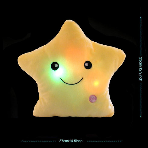 Creative Twinkle Glowing Stars Shape Plush Throw Pillow, LED Night Light Pillow Cushions Stuffed Toys Gifts for Kids,