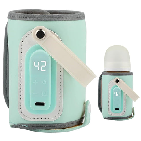 CAKEEYUM 21w Baby Bottle Warmer, Temperature Adjustable PU Portable Bottle Warmer with Handle Rechargeable Digital