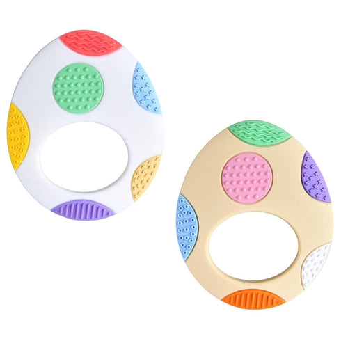 Easter Egg Silicone Teething Toys for Babies, 2-Pack Colorful Sensory Development Chew Toys