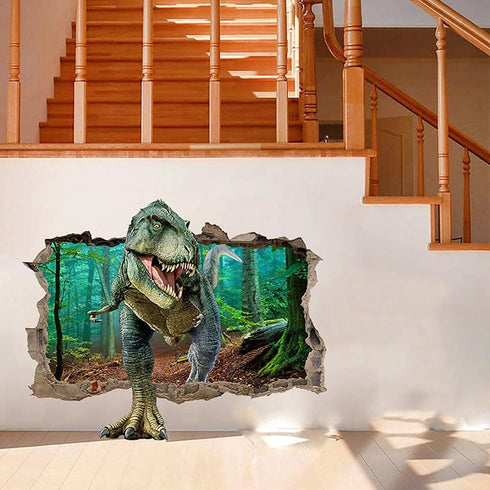 Supzone Dinosaur Wall Stickers, Broken 3D Decorative Wall Decals for Boys Bedroom, Baby Nursery, Children’s Wall Decor