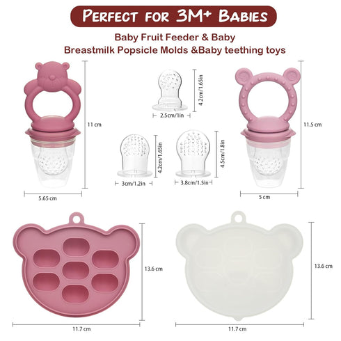 (4 Pack), WAJIAYON Baby Breastmilk Popsicle Molds & Baby Fruit Feeder Infant Food Freezer Tray Storage Containers
