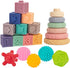 Springflower 3 in 1 Montessori Toys for Babies 0-12 Months - Soft Teething Toys & Stacking Blocks, 23 PCS