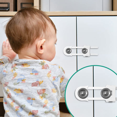 HonesaLoc 4 Packs U-Shaped Sliding Cabinet Locks, Adjustable Child Safety Lock for Kitchen Doors and Home Drawers,