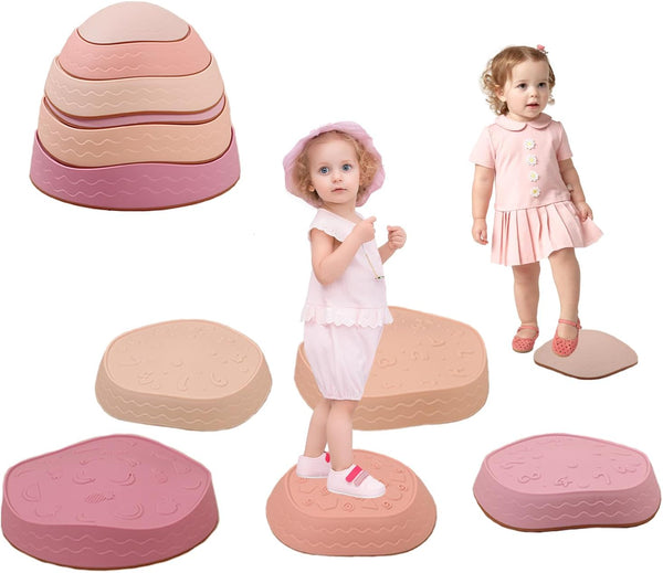 6Pcs Non-Slip Balance Stepping Stones for Kids, Toddler Jumping Stepping Stones for Indoor or Outdoor Play