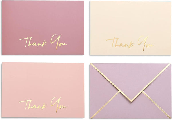High-end Thank You Cards with Envelopes - 36 PK Heavy-duty Gold Thank