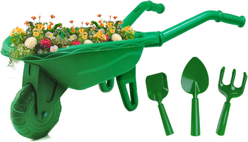 Duckura Kids Wheelbarrow Set - Gardening Tools for Kids with Shovel, Rake,