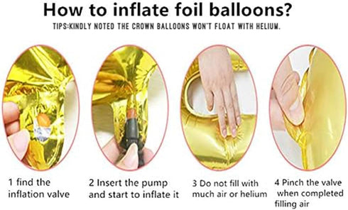 14PCS Gold Foil Crown Balloons for Birthday, Wedding, Party, Baby Shower Decorations - 4 Giant & 10 Mini Size
