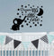 Dream Big Little One Wall Decor Stickers - Lovely Elephant and Moon Stars for Kids Room (Black)