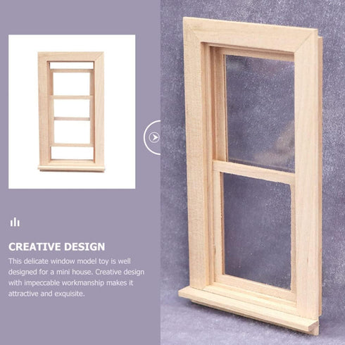 Toyvian 1: 12 Scale Wooden Window Dollouse Mini Window Frame Miniature Wooden Furniture for Doll House Decoration Dollouse Accessories