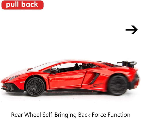1/36 Scale Aventador LP700-4 Casting Car Model - Zinc Alloy Toy Car for Kids, Pull Back Vehicles (Red)