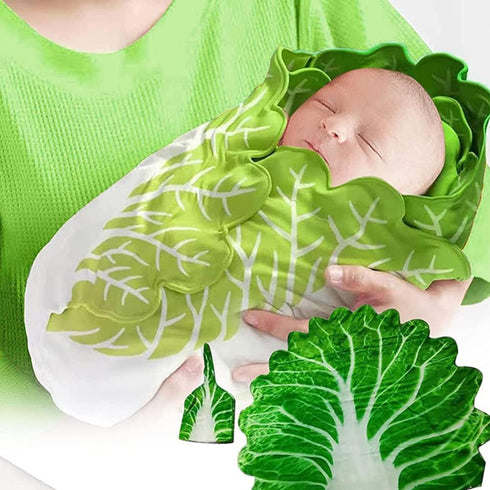 Toddmomy Baby Swaddle Blanket Cabbage Photo Blankets with Hat, Unisex Blankets for Newborn Toddler Green