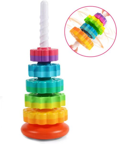 1-3 LUCKFUTURE Spinning Stacking Toys, Educational Toddler Toy Stacking Rings Baby Toys, Montessori Toy for Girls