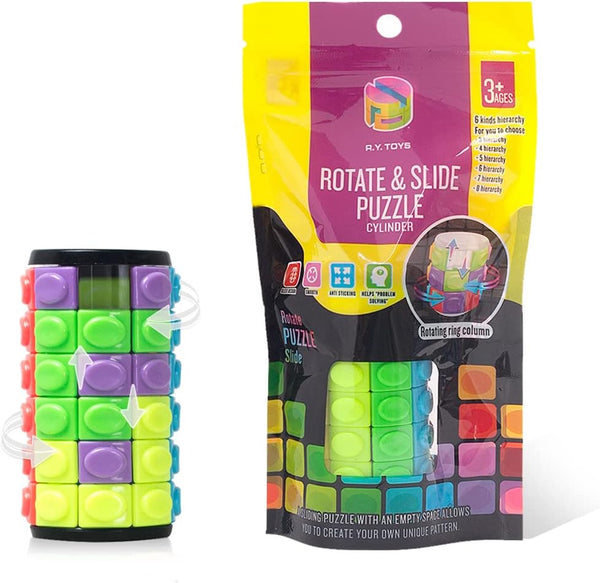 R.Y.TOYS Rotate and Slide Puzzle, Fidget Toys (Restore Order/Create Patterns) 8 Colors, 6 Layers, Brain Teaser