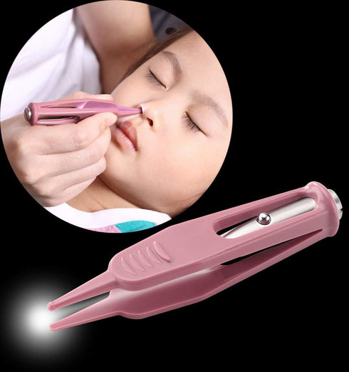 Onwon Infant Nose Cleaning Tweezer with LED Light Round-Head Safe and Effective Clip Care Ear Nose Navel Clean Tool