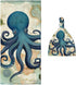 Map Octopus Sea Animals Baby Swaddle Blanket with Beanie Set, Newborn Receiving Blankets 35.4"X 35.4" for Infant Gift