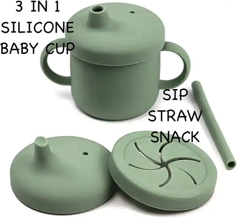 The Best Baby Toddler Drinking/Training/Snack Cup Set, 5 Piece 8.5oz Silicone (Ruby Rose)
