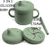 The Best Baby Toddler Drinking/Training/Snack Cup Set, 5 Piece 8.5oz Silicone (Ruby Rose)