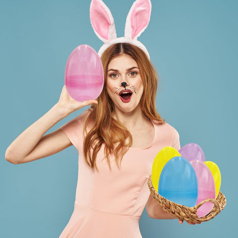8 Inch 12 Pack 8" (12-Pack) Massive Translucent Easter Eggs Colorful Fillable Plastic Easter Eggs, Perfect For Easter