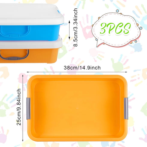 3 15 Inch 3 Suzile Pcs Portable Sensory Bin Sand Tray with Lid, Colorful Plastic Sandbox, Christmas Large Tray Fill