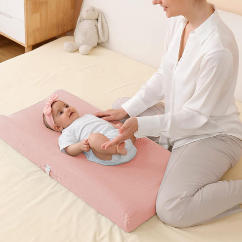 Muslin Changing Pad Cover + Baby Nursing Pillow for Baby Boys Girls, Ultra Soft Breathable Diaper Changing Table Pad