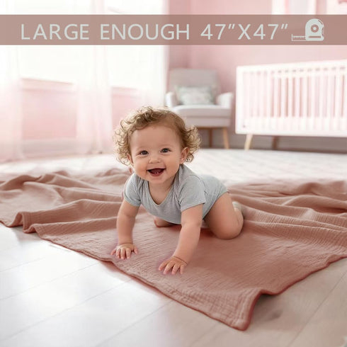 3 Pack 47x47 Inch Muslin Swaddle Blankets for Baby Boy - Large Receiving Blankets Neutral, Soft Breathable Cotton