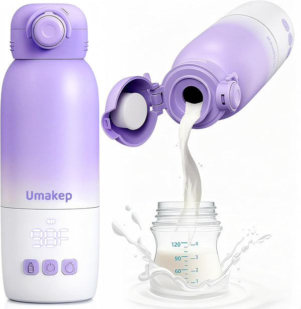 Umakep Portable Bottle Warmer for Travel - 12oz Cordless Milk Warmer, Dual Heating