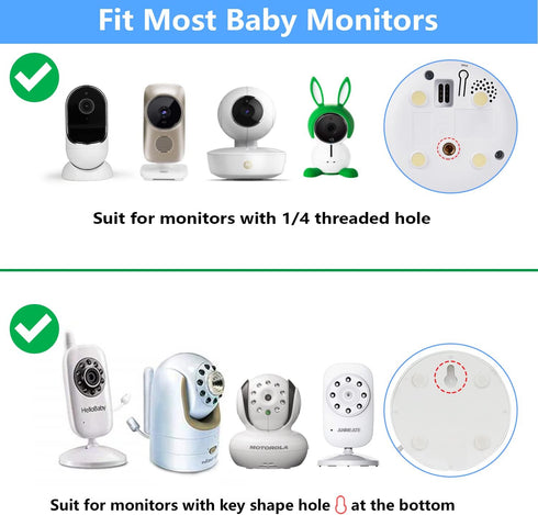 Universal Baby Monitor Mount for ANMEATE SM24, Arlo, Motorola, Owlet Cam and Most Other Baby Monitors, Flexible Gooseneck Baby Monitor Holder for Crib without Tools or Wall Damage