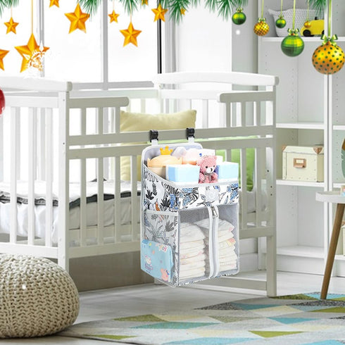 EUBUY Changing Table Diaper Organizer, Nursery Caddy Organizer for Cribs Playard Baby Essentials Storage, Oxford Fabric