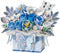 Mini Building Blocks Portable Flower Bouquet Gifts Box with Light, Blue Rose
