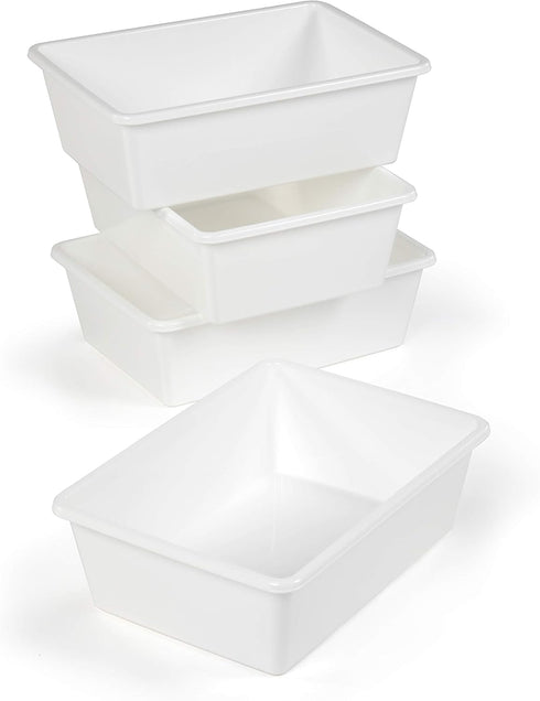 Humble Crew Large White Plastic Storage Bins - Set of 4