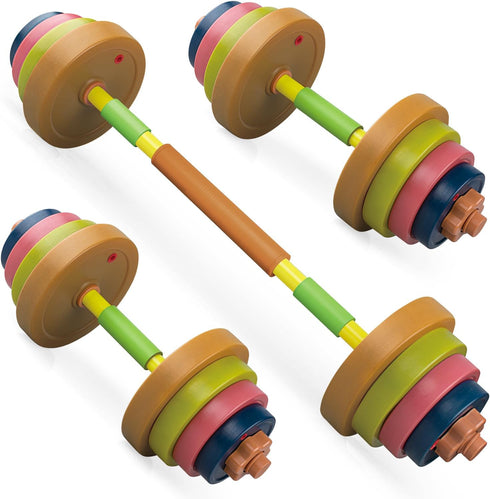 Kids Exercise Weight Set, Barbell and Dumbbell Workout Equipment, Toddler Beginner Gym