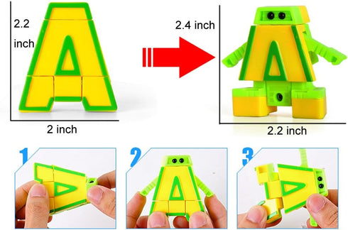26 Cyeah Alphabet Robot Toys for Preschool Kids Education, Transforming Robotic Toys Pieces