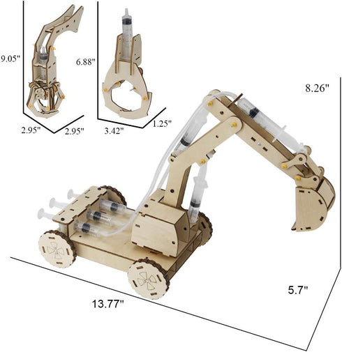 Mini Tudou 3D Wooden Construction Excavator Vehicle Toys Set - STEM Science Kit for Kids