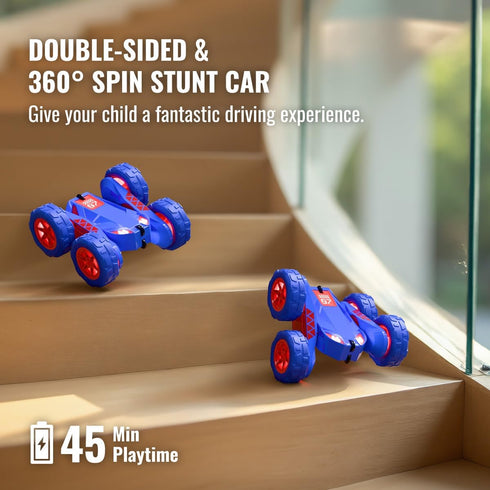 360 2.4Ghz 4WD 3-12 Remote Control Car, Rechargeable RC Cars & Remote Double-Sided Driving Flips Rotating All Terrain