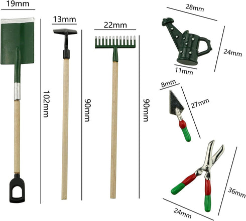 Tegg 6PCS Miniature Dollhouse Garden Tools Mini Doll House Working Accessories