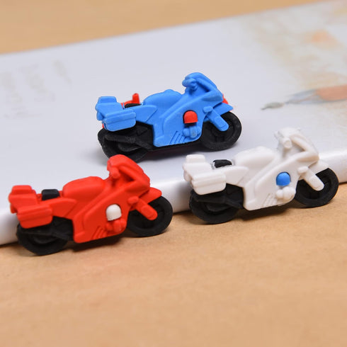 18Pcs Motorcycle Erasers for Kids, 3D Mini Motorbike Vehicle Puzzle Take Apart for Party Favors and Classroom Rewards