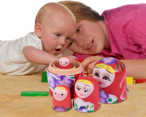 TOYANDONA Russian Nesting Dolls for Kids, Wood Matryoshka Doll Stacking Nested Set, Handmade Girl-Pattern Toys